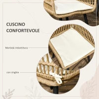 Set da Giardino 7 Pezzi in Rattan PE con Tavolo da Pranzo 153x89x74 cm e 6 Sedie 52x62x78 cm con Cuscini