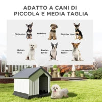 Casetta per Cani Piccoli e Mini da Esterno Impermeabile in Plastica con Finestra, 62x61x60 cm, Grigio