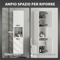 kleankin Mobile Bagno in Legno a Parete con 2 Armadietti, 2 Ripiani e Scaffale Aperto, 30x30x131.5 cm, Bianco