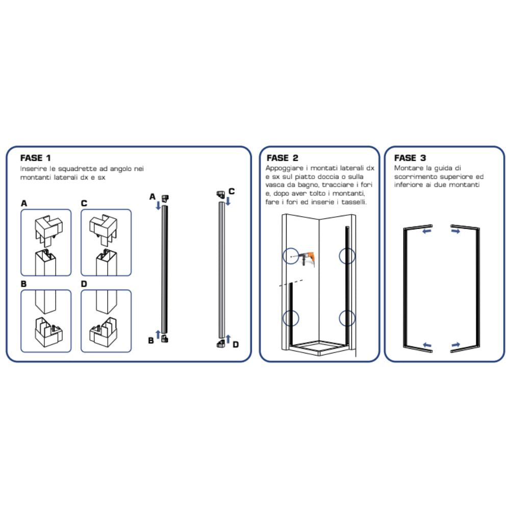 Box doccia angolo soffietto bianco carmen ac altezza cm 185 pvc e maniglia *** misure 100x80 cm, confezione 1