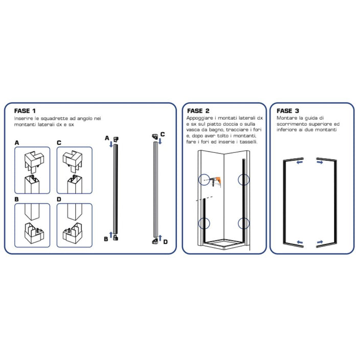 Box doccia angolo soffietto bianco carmen ac altezza cm 185 pvc e maniglia *** misure 100x100 cm, confezione 1