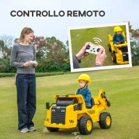 Camion Giocattolo Licenza Caterpillar con Telecomando, Fari, Secchio e Pala, 110x70.5x61.5 cm, Giallo