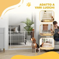 Cancelletto di Sicurezza per Cani in Acciaio e ABS, Estensibile 75-115cm per Scale e Porte, Bianco