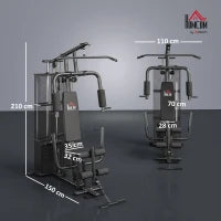 Stazione Fitness Palestra Multifunzione per Allenamento a Casa e Professionale, Acciaio 150x110x210cm Nero