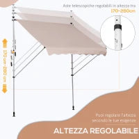 Tenda da Sole 2x1.5 m per Esterno a Rullo con Manovella e Angolazione Regolabile, Beige