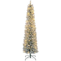 Albero di Natale Innevato con 405 Rami e Luci LED Bianche in Plastica e Metallo, Ø57x210 cm, Verde