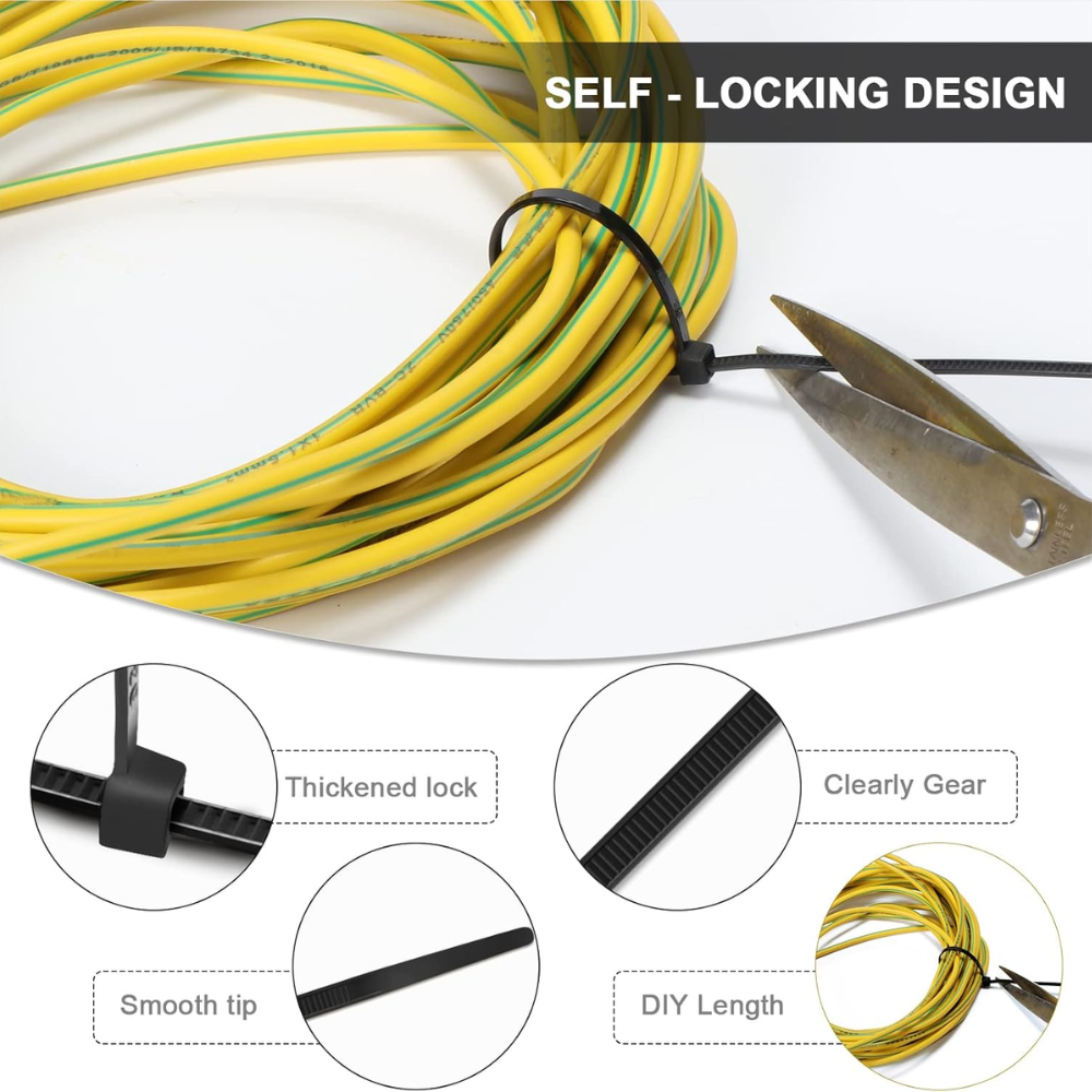 Elematic fascette per cablaggio in nylon autoestinguente confezione 50 pezzi *** colore nero, dimensioni 12,5 x 1000 ...