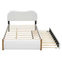 Letto imbottito 140x200 cm con letto estraibile, senza materasso, Bianco