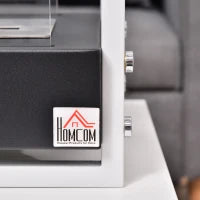 Camino a Bioetanolo Portatile, Biocamino da Tavolo o da Terra in Acciaio e Vetro, Serbatoio da 1.5L, Bianco e Nero