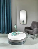 E-STYLO Tavolino moderno girevole, caratterizzato da un design funzionale ed elegante, perfetto per soggiorni, salotti e zone living, 90cm X 90cm H. 32cm