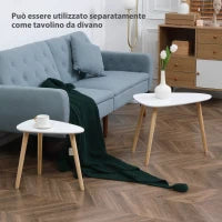 Set 2 Tavolini da Salotto Impilabili Stile Nordico con Gambe in Legno, Bianco