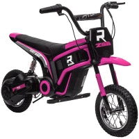Moto Elettrica per Bambini con Acceleratore Manuale, 2 Velocità 8-16km/h, Età 8-12 Anni, Rosa