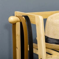 Appendiabiti in Bambù, Design Rialzato a 2 Livelli con Barra e 2 Ganci, 114x40x139 cm