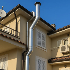 Elemento lineare acciaio inox diametro 130 mm sp. 0,5 mm h. 250 mm canna fumaria