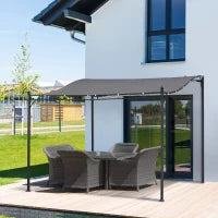 Gazebo Pergola 3x3m da Giardino con Tenda Impermeabile Grigia