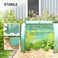 Serra a Tunnel in Acciaio e Plastica Impermeabile Anti UV con 4 Porte, 395x100x80 cm, Verde