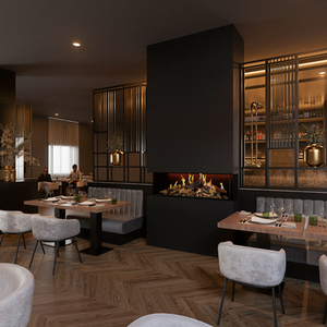 Camino elettrico virtuo 130 evolve telecomando ciocchi ceramici simil-legno