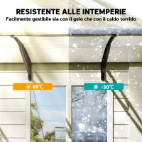 Tettoia per Esterni Curva con Viti e Bulloni Inclusi, in Policarbonato, PP e Alluminio, 122x89x24 cm