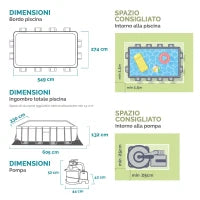 26356GN - Piscina Ultra Xtr Frame Rettangolare 549X274X132 Cm, Pompa A Sabbia, Scaletta Doppia, Telo Base, Copertura