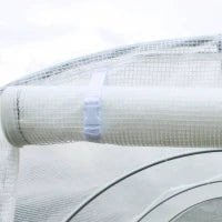 Telo Serra in PE con 6 Finestre, Porta Avvolgibile e Bordi Interrati, 3x2x2 m, Bianco