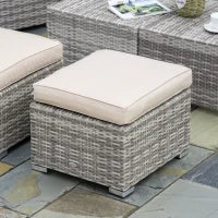 Salotto da Giardino in Rattan PE da 8 Pezzi con Poltrone, Tavolini e Sgabelli, Beige