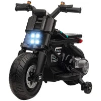 Moto Elettrica per Bambini 3-5 Anni in PP e Metallo con Rotelle, Clacson e Musica, 86x44x58 cm, Nera