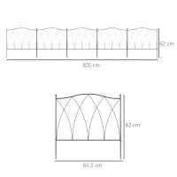 Recinzione Esterna a 5 Pannelli in Metallo con Lacci, 305x62 cm, Nera