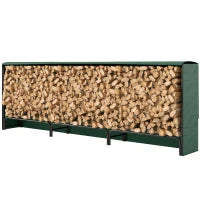 Portalegna da 1m³ Regolabile con Telo Impermeabile in PE, in Metallo, 300x36x99 cm, Nero e Verde Scuro