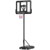 Canestro Basket Altezza Regolabile 160-305cm, Base con Ruote e Struttura in Acciaio, Tabellone in PVC Trasparente