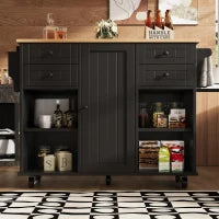 Isola cucina moderna, con spazio di conservazione multifunzionale, 127x46x91,5 cm, Nero