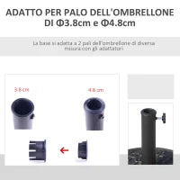 Base per Ombrellone 9kg in Resina con Finiture in Bronzo Φ45.5 x 31.5cm Nero