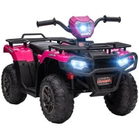 Quad elettrico per bambini 12V, con doppio motore, fari e musica, 88x45x50cm, Rosa