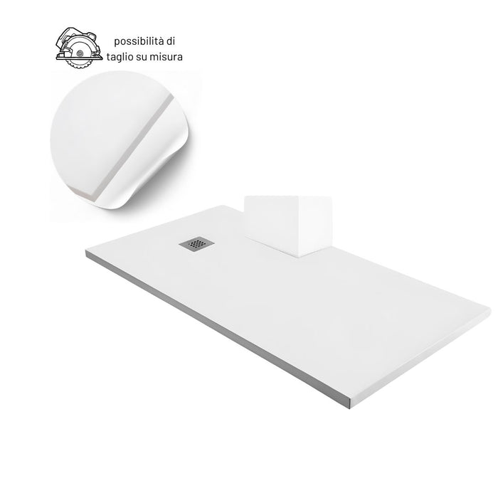 Piatto doccia mineral marmo resina bianco opaco liscio h3,5 cm *** finitura- bianco opaco, misure l90 x p70 x h3,5 cm...