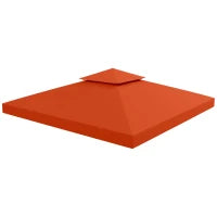 Copertura per Gazebo 3x3 m a 2 Livelli in Poliestere Resistente con 8 Fori di Drenaggio, Rosso Ruggine