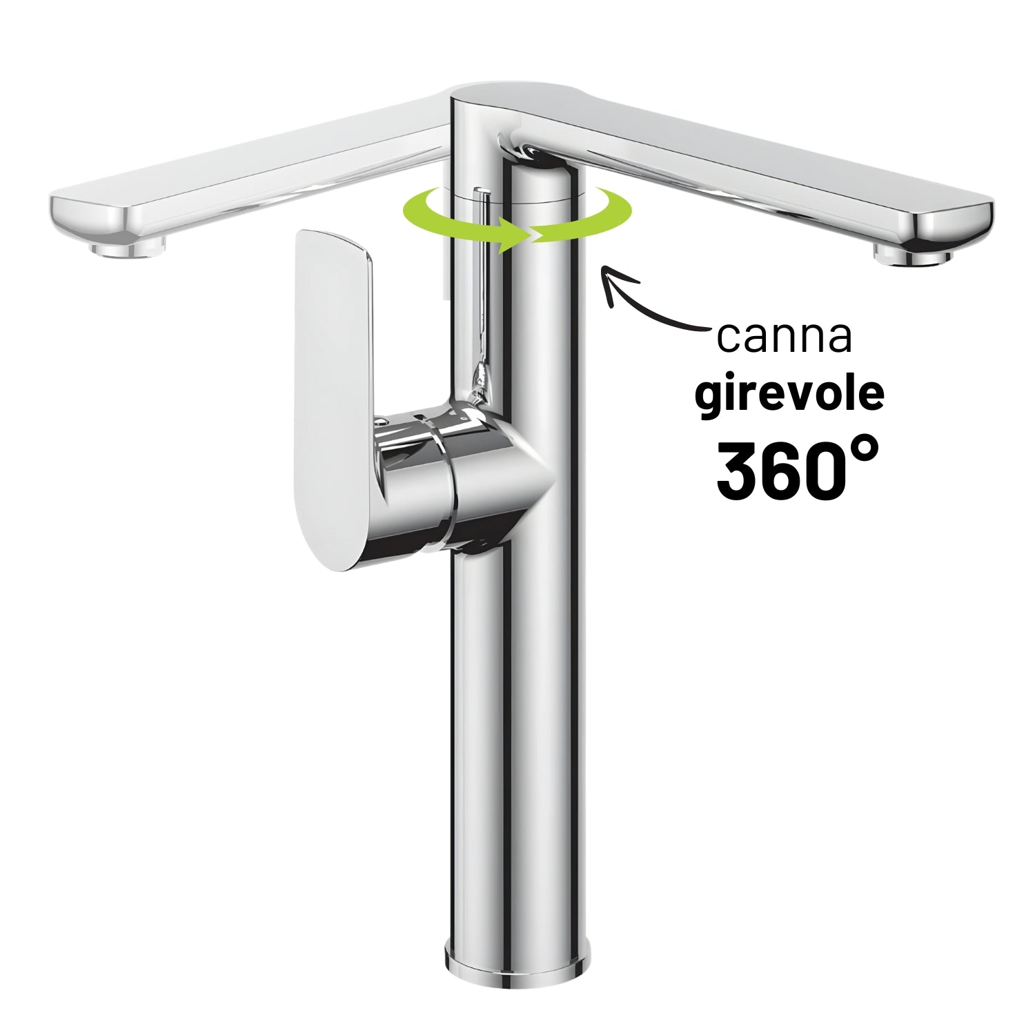 Miscelatore monocomando lavello cucina orientabile tunisi installazione rapida *** finitura- cromo lucido, confezione 1