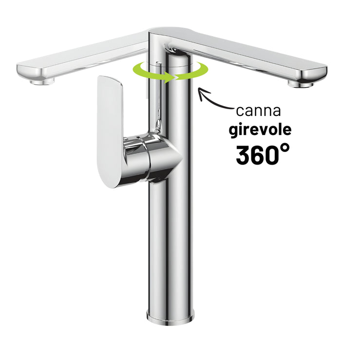 Miscelatore monocomando lavello cucina orientabile tunisi installazione rapida *** finitura- cromo lucido, confezione 1