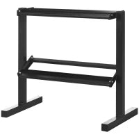 Porta Pesi con 2 Ripiani in Acciaio per Palestra, Casa e Ufficio, 94x52.5x82cm, Nero