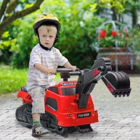 Ruspa Giocattolo con Volante e Benna di Scavo, in PP e Metallo, 100x43x48.5 cm, Rossa e Nera