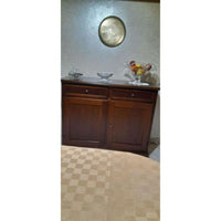 Credenza color noce con 2 ante 2 cassetti stile classico in legno e mdf con rifinitura in noce lucido 105x42x85 H