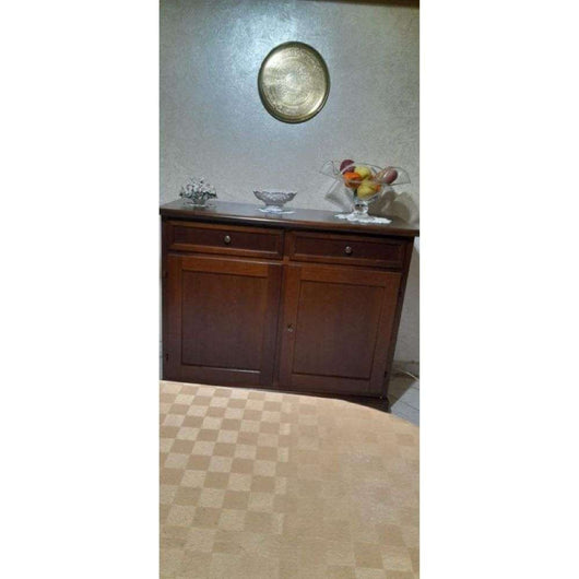 Credenza color noce con 2 ante 2 cassetti stile classico in legno e mdf con rifinitura in noce lucido 105x42x85 H
