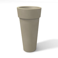 Vaso moderno in resina tondo H 70 tortora modello Messapico