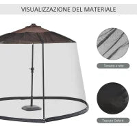 Zanzariera per Ombrellone 3x2.3 m Regolabile a Rete Fitta con Apertura a Cerniera, Nero