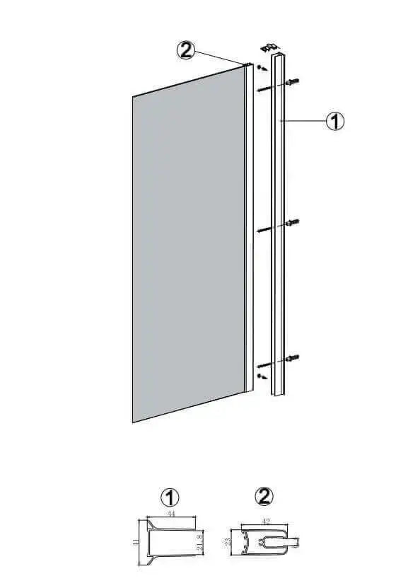 Box Doccia H190 Battente Totale Interno Esterno e Fisso - 100x55 - Ingresso lato corto