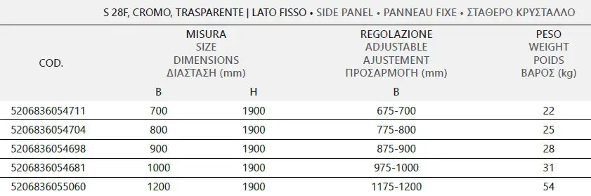 Box Doccia H190 Battente Totale Interno Esterno e Fisso - 80x70 - Ingresso Lato corto