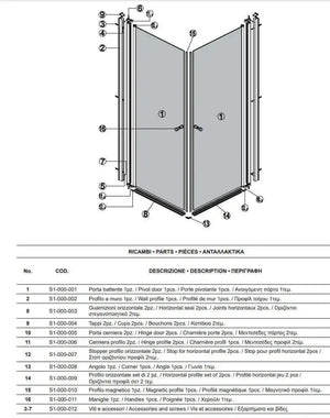 Box Doccia H190 Doppia Battente Totale Interno Esterno - 60x75
