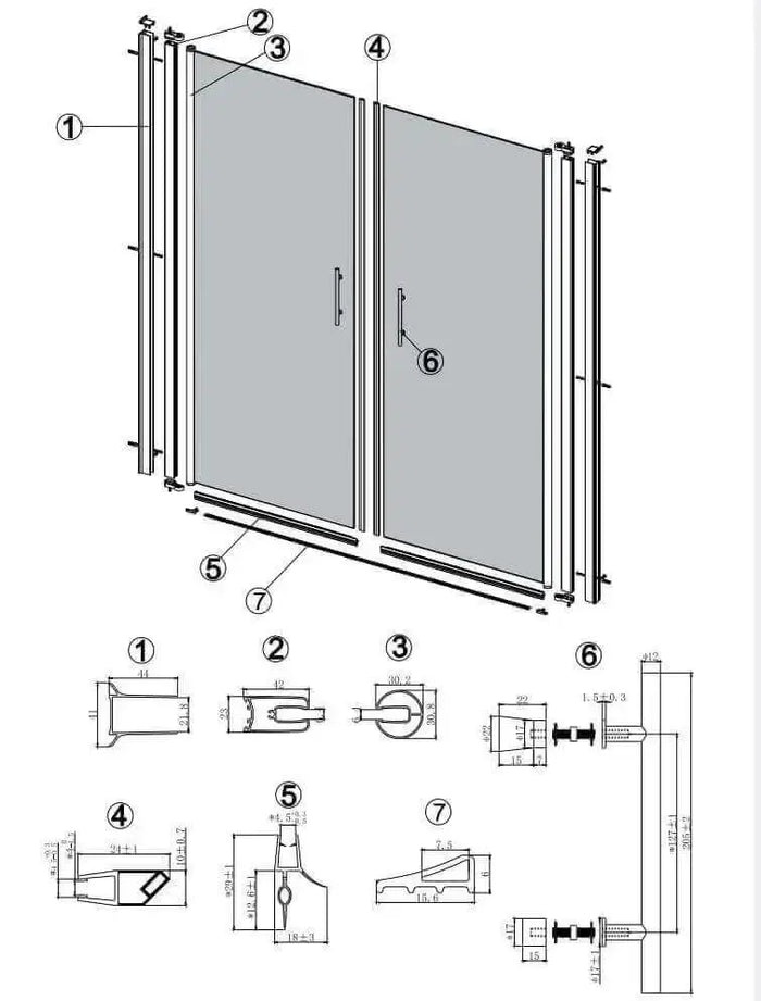 Box Doccia Saloon Apertura Interna Esterna e Lato Fisso H190 6mm - 70x105