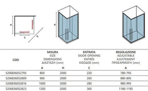 Box Doccia Soft-Close H200 Doppia Scorrevole 8mm Trasparente Anticalcare - 89,5x89,5