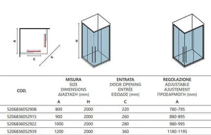 Box Doccia Soft-Close H200 Doppia Scorrevole 8mm Anticalcare Profili Neri - 119,5x119,5