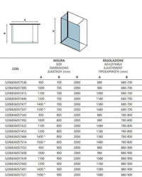 Box Doccia Walk in Profili Neri H200cm 8mm Anticalcare - 80x100