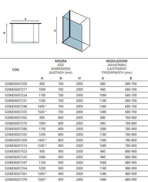 Box Doccia Walk in Profili Oro H200cm 8mm Anticalcare - 70x150